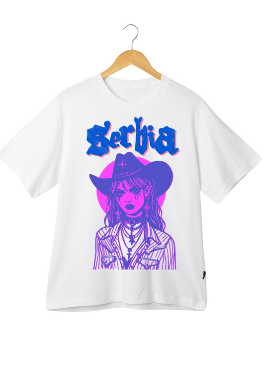 Playera blanca con diseño manga corta